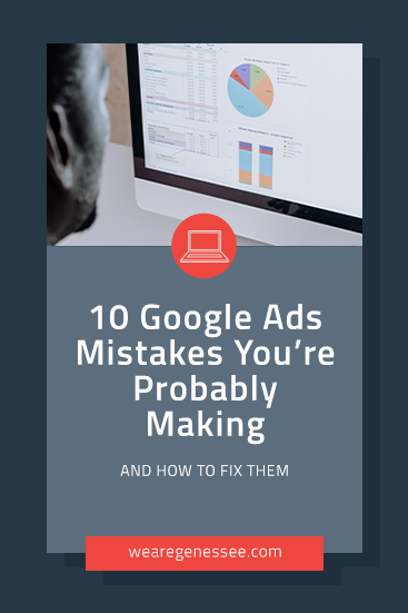 google ads mistakes graphic for pinterest